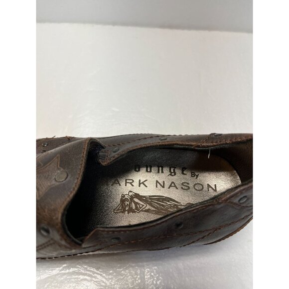Mark Nason Brown Leather Slip-On Mens Dress Shoes‎ Size 10.5 With Western Design - Picture 5 of 14